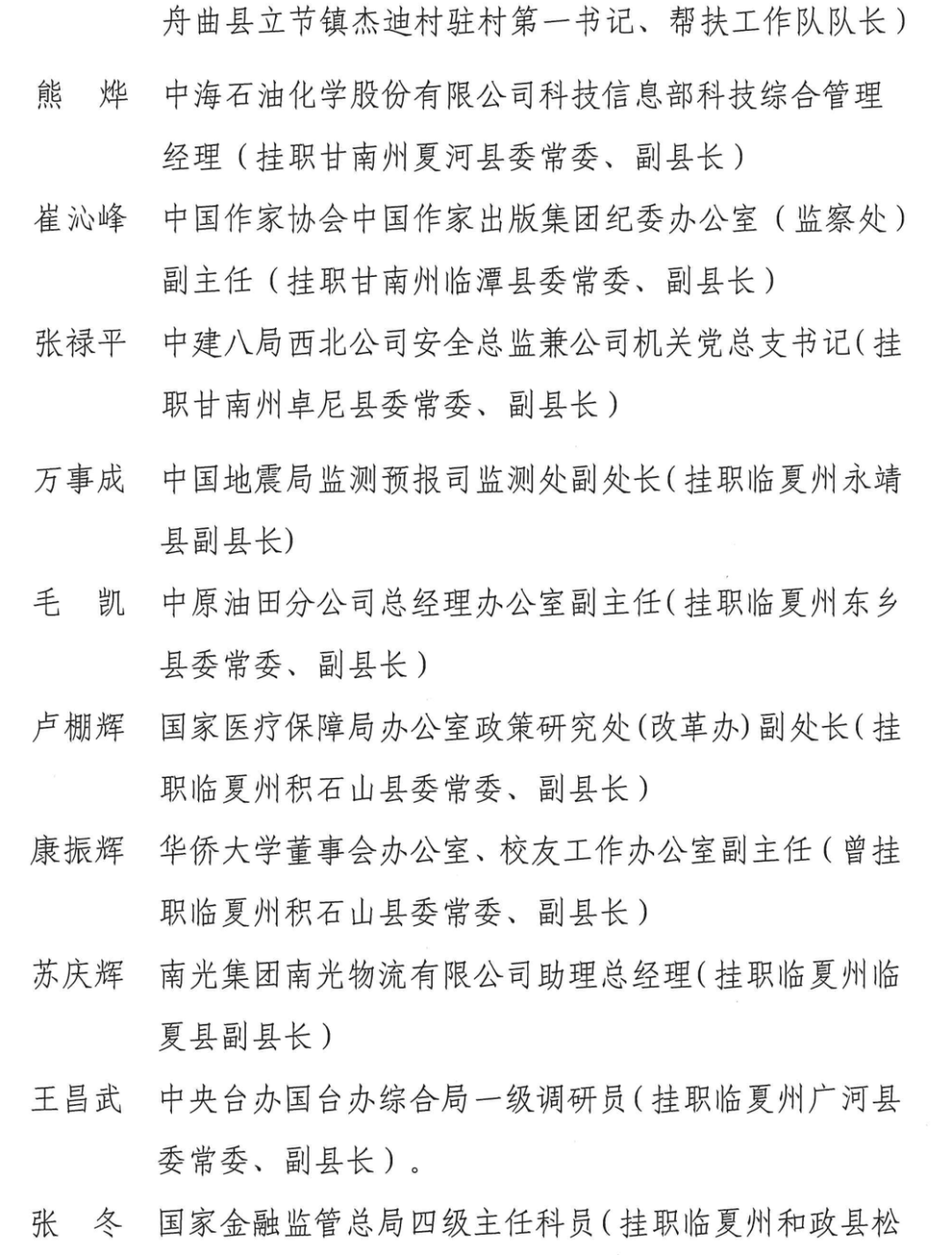 崇信县卫生健康局最新人事任命